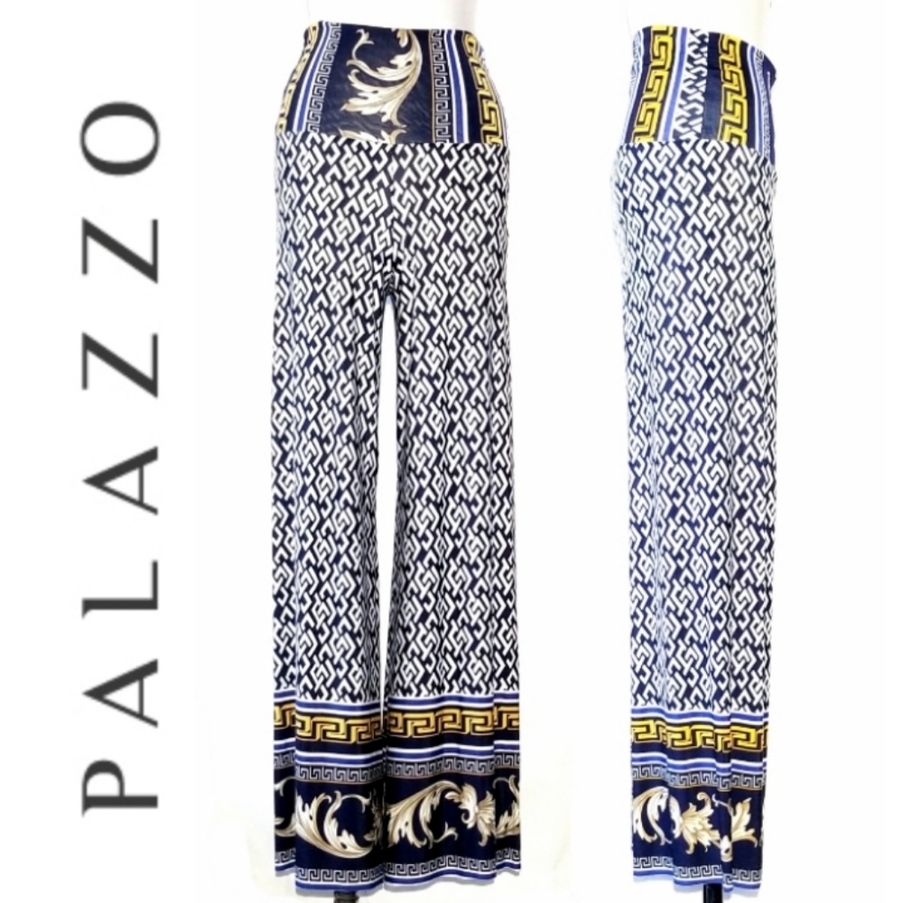 Gorgeous Greco Roman print jersey palazzo pants